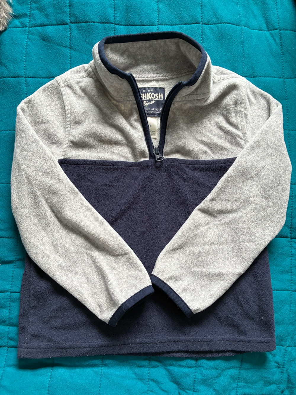 OshKosh B'gosh Gray and Navy 1/4 Zip Fleece Pullover